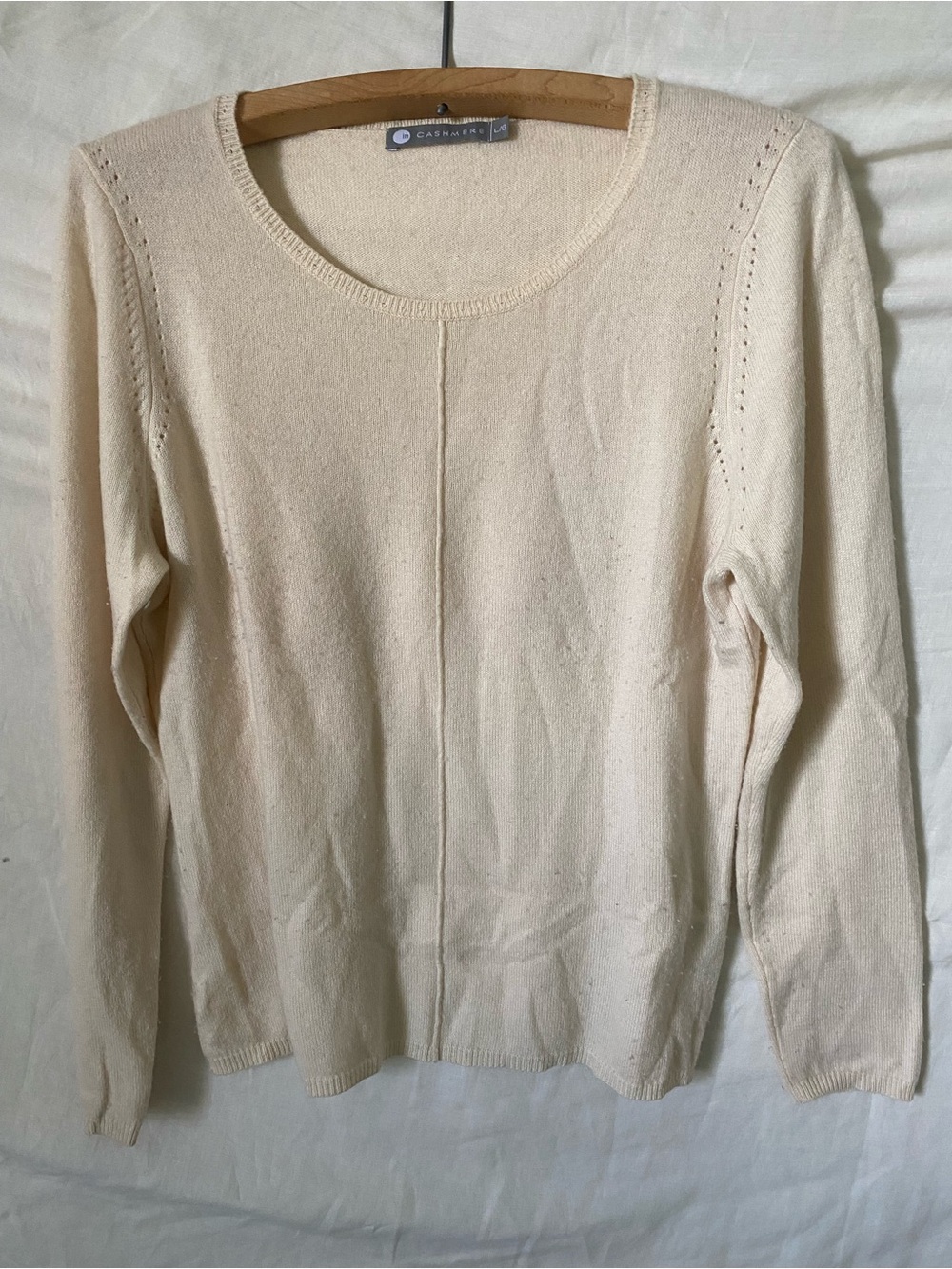InCashmere Soft Cream Scoopneck Cashmere Sweater, Lightweight - Large